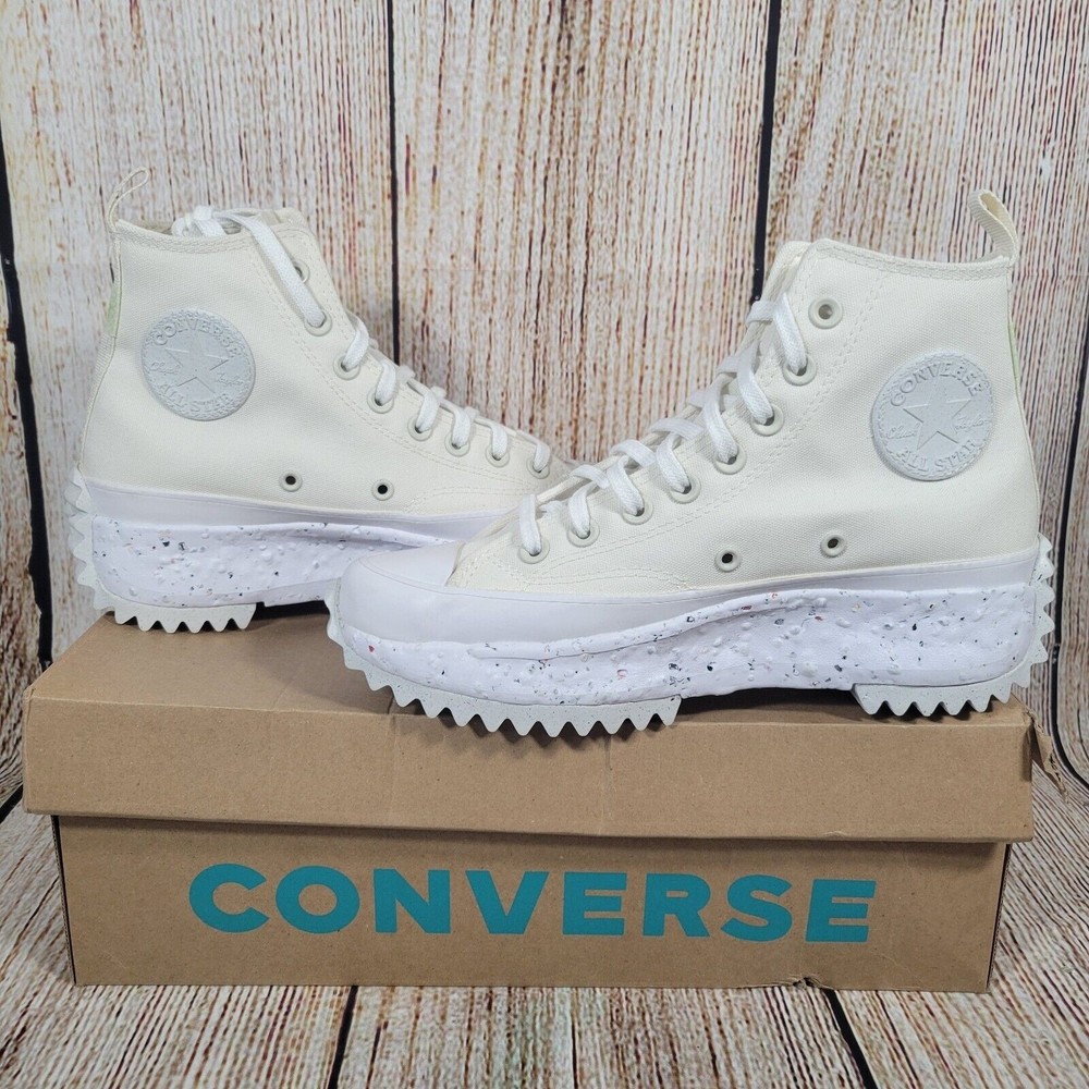 Converse Run Star Hike Hi Platform Triple White Canvas Shoes Men 6.5  Women 8